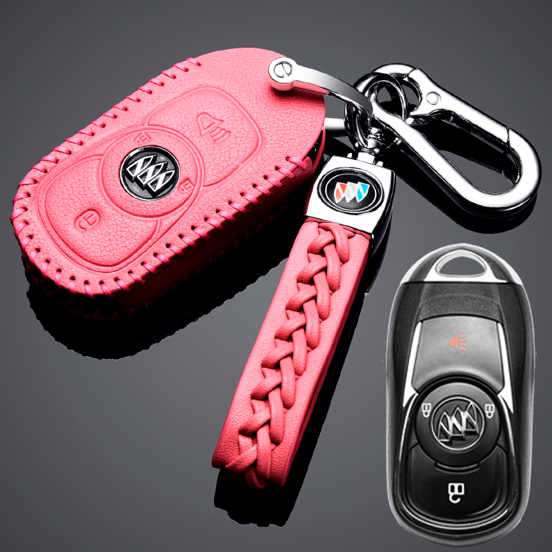 【补贴10%】别克昂科威钥匙套2020款君越君威昂科旗专用汽车19款钥匙包扣高档汽车钥匙包 别克B5粉色+绳扣（昂科威三键）
