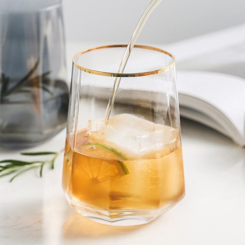 美帮汇水晶杯 炫彩离子镀玻璃杯家用风酒杯透明水杯女杯子牛奶杯高清大图