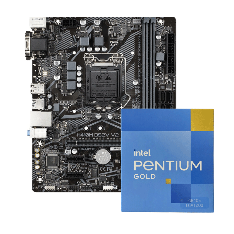 技嘉H410M DS2V V3主板+INTEL奔腾G6405 CPU套装