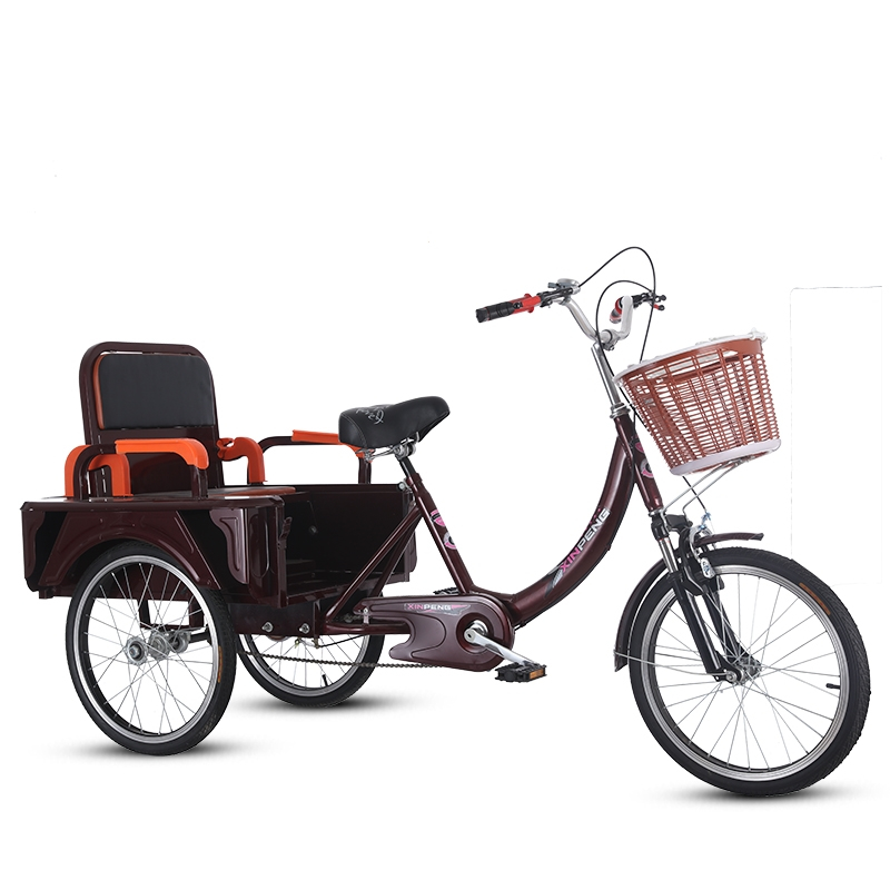 老年脚蹬人力三轮车黎卫士老人脚踏小型自行车成人载货两用代步车买菜