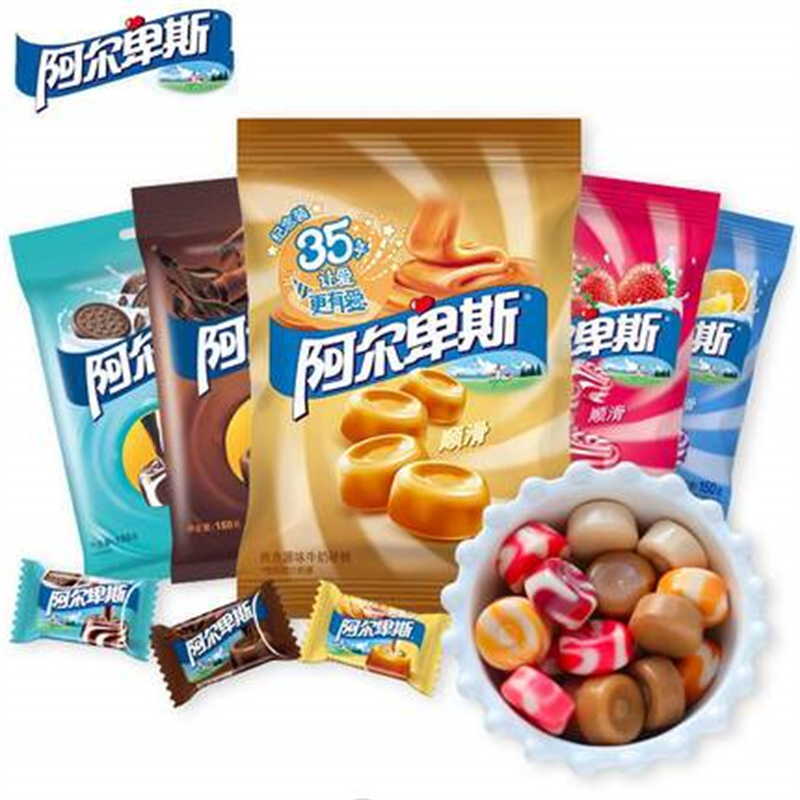 阿尔卑斯牛奶混合水果奶糖150g袋装缤纷果园味*1糖果结婚婚庆喜糖散装正品