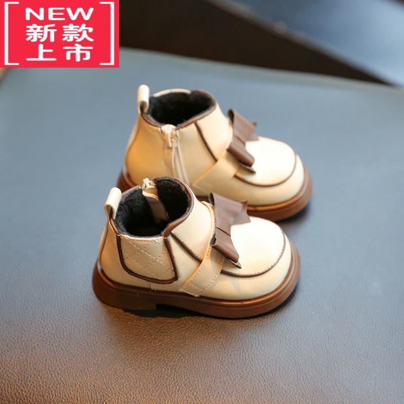 可莉允女宝宝鞋子小皮鞋冬季加绒短靴小童公主鞋女童靴子婴儿学步鞋图片