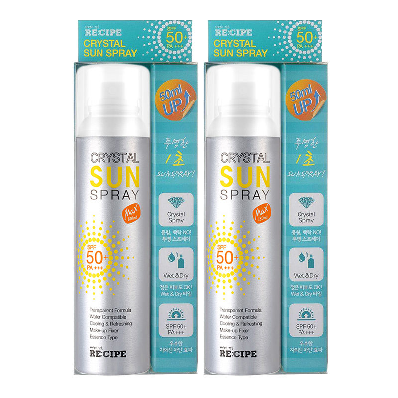 RE:CIPE 莱斯璧 玥之秘保湿水晶防晒喷雾 180ml 两只特惠装 (补水 防晒 隔离 防晒霜)