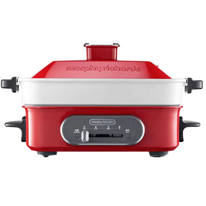 英国摩飞电器多功能锅多用途料理锅电烧烤锅煎锅电火锅家用电蒸锅英伦红MR9088高清大图