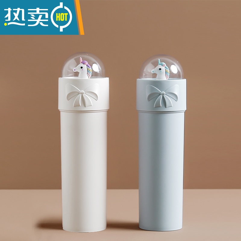 敬平创意洗漱杯旅行牙刷牙膏收纳盒学生宿舍卡通可爱情侣便携式牙桶 白色+蓝色