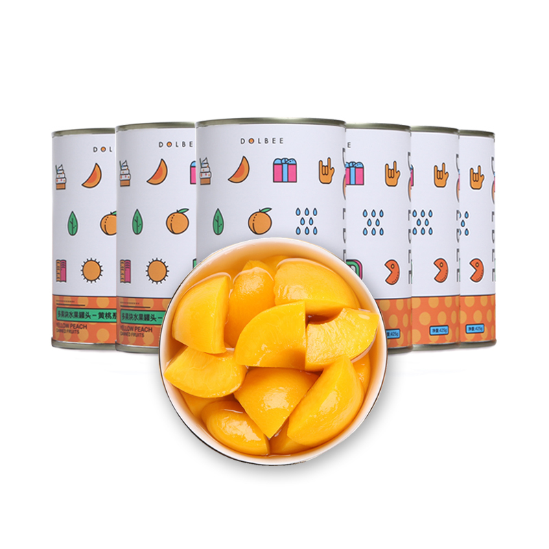 多儿比 波波礼盒 黄桃水果罐头425g*6罐礼盒装 休闲零食品 节送礼佳品特产 休闲零食品