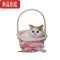 真智力仿真会叫猫咪会叫的猫提篮花篮工艺品景区礼品儿童玩具 会叫橙色提篮白猫 默认仿真食物