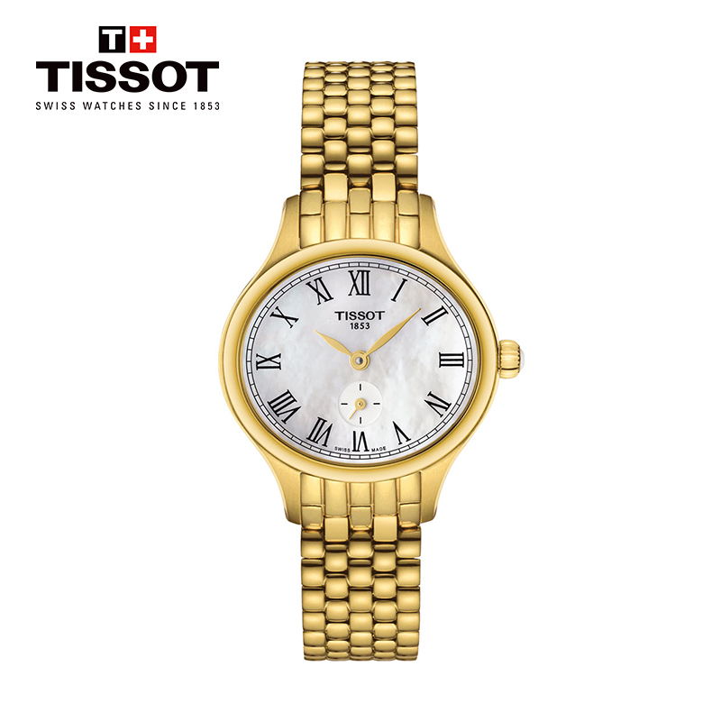 [低至5折]天梭(TISSOT)瑞士手表 臻时系列珍珠贝母表盘小秒盘钢带女士石英表T103.110.33.113.00