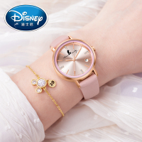 迪士尼(DISNEY)女表女士手表学生手表女少女表女生韩版简约时尚潮流ins风小清新日历皮带防水石英表