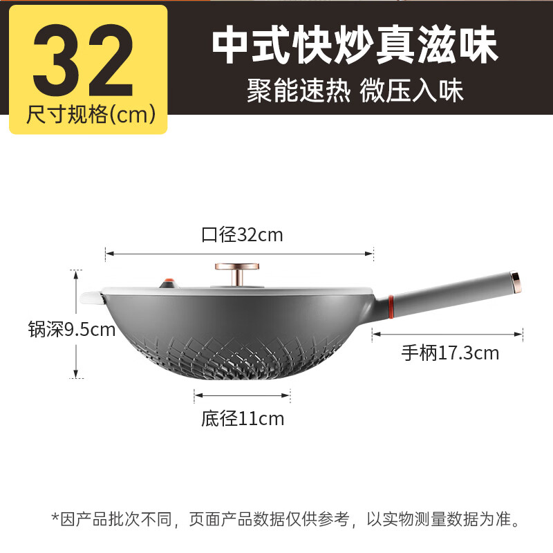炊大皇 32cm炒锅 节能微压炒锅 少油烟聚能不沾锅炒菜锅CG32JN-X高清大图