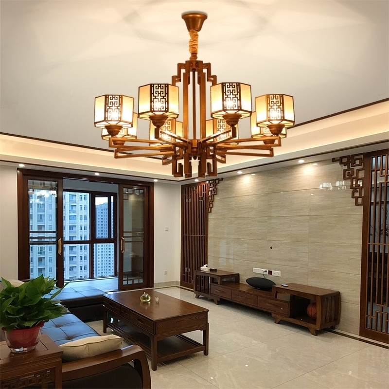 中式古典客厅灯饰黎卫士别墅复式楼中楼仿古餐厅灯具复古中国风大吊灯