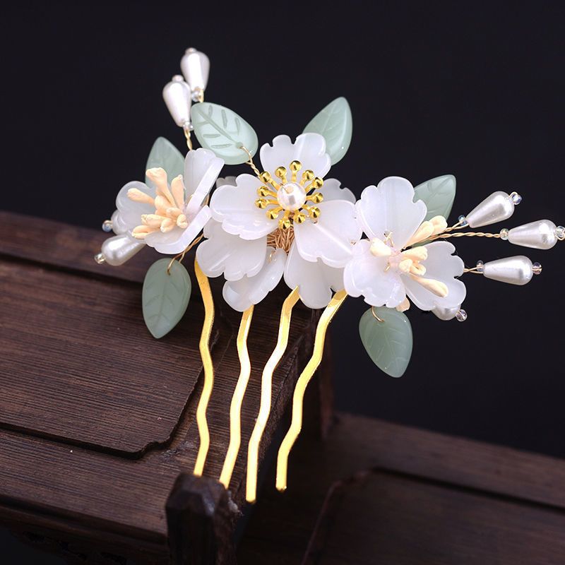 汉服配饰古风发饰发梳插梳发簪子女u型发钗珠花头花珍珠排簪头饰 款式