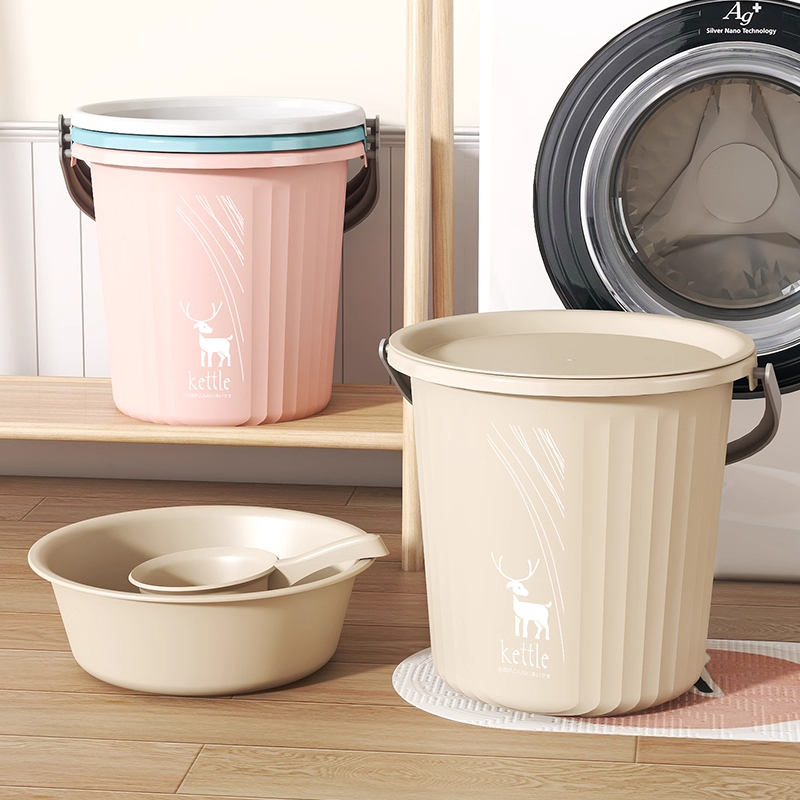 直隶旺牌 加厚大号水桶家用带盖学生宿舍手提洗澡桶塑料桶泡脚圆形桶储水桶 个高清大图