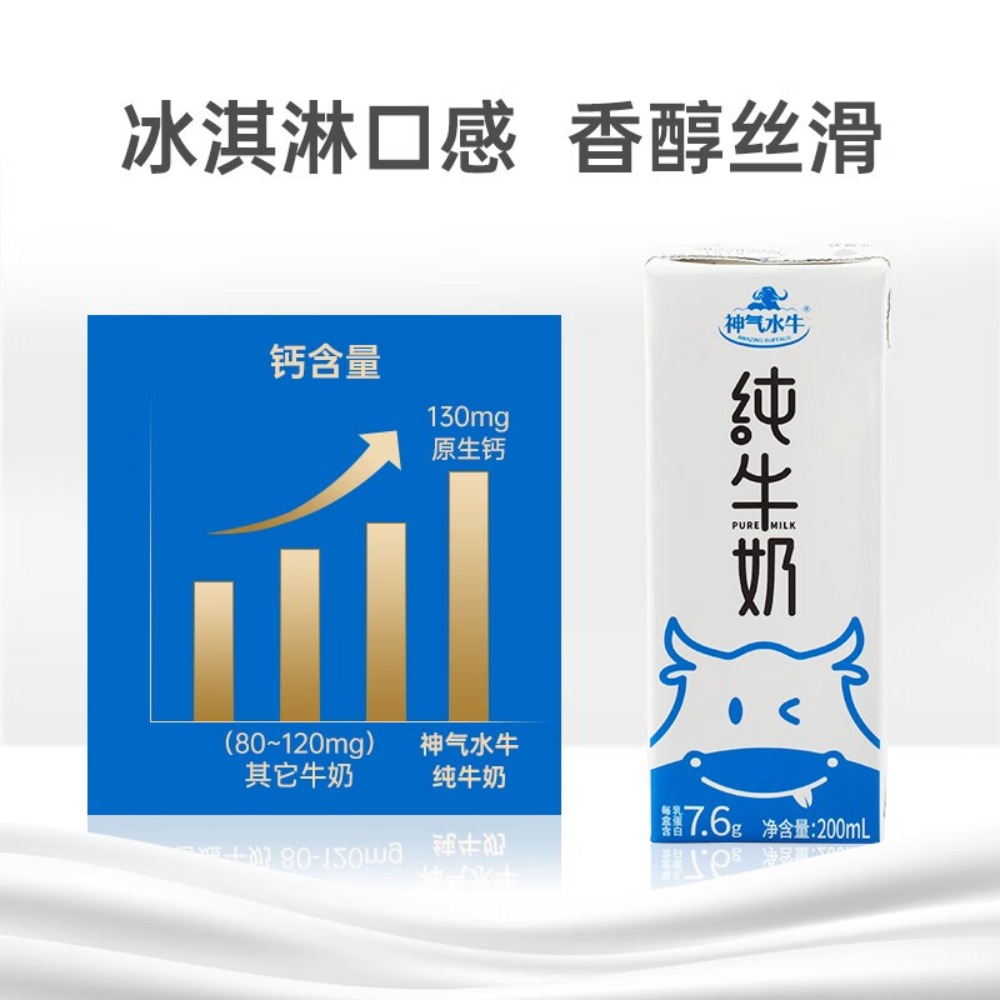 神气水牛 纯牛奶 吸管装 200ml*10盒*1箱高清大图