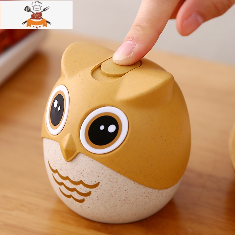 卡通猫头鹰牙签筒可爱便携滑盖牙签桶家用客厅创意时尚塑料牙签盒 敬平高清大图