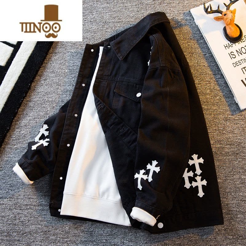 YANXUHPCP欧美高街vintage牛仔外套男潮牌刺绣美式复古夹克上衣图片