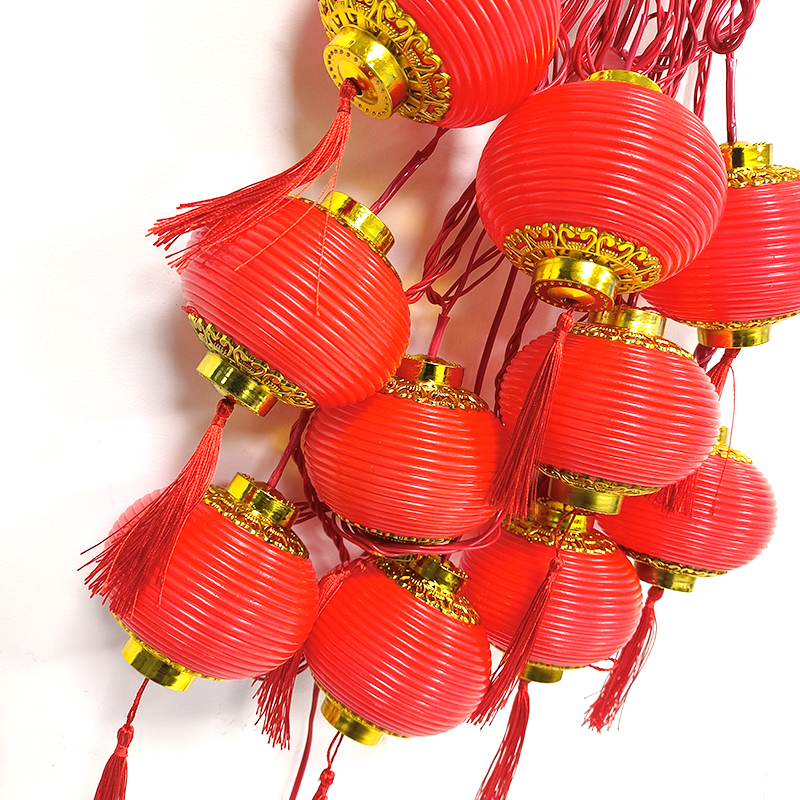 LED灯笼串 4米10灯-Ф9cm 红色 常亮 /条高清大图