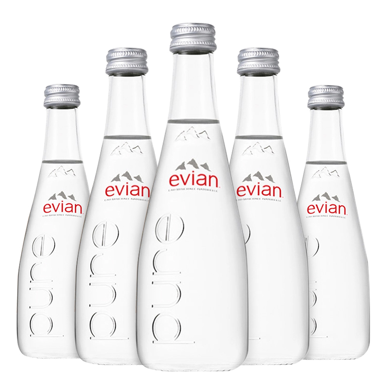 法国原装进口 依云（evian）天然矿泉水 330ml*20整箱玻璃瓶.