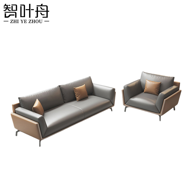 智叶舟商务沙发组合260*90*80cm(4+1)套高清大图