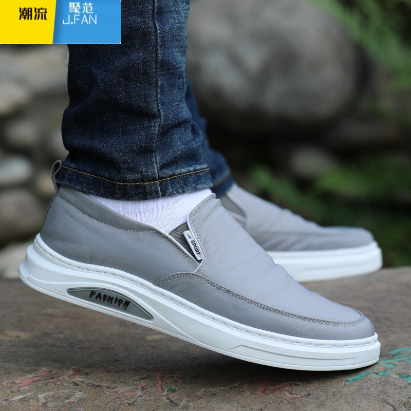 聚范男鞋夏季透气老北京布鞋运动休闲鞋软底板鞋薄款一脚蹬帆布鞋高清大图