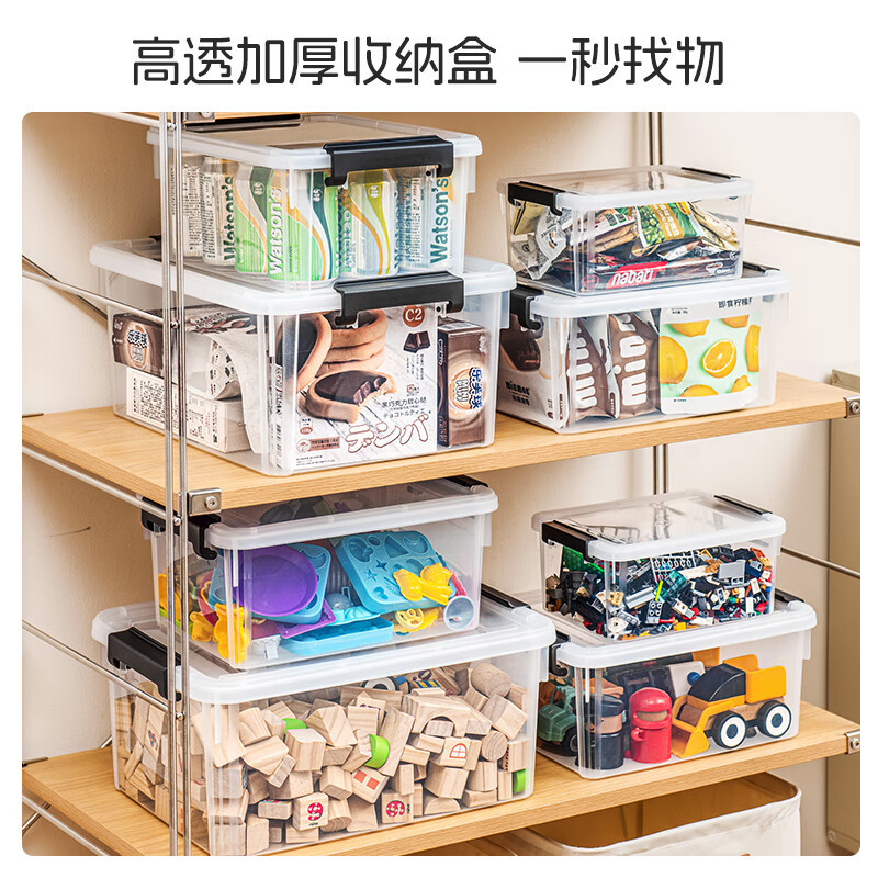 禧天龙 口罩收纳盒药箱儿童玩具家用收纳箱杂物零食整理箱透明 3升3个装高清大图