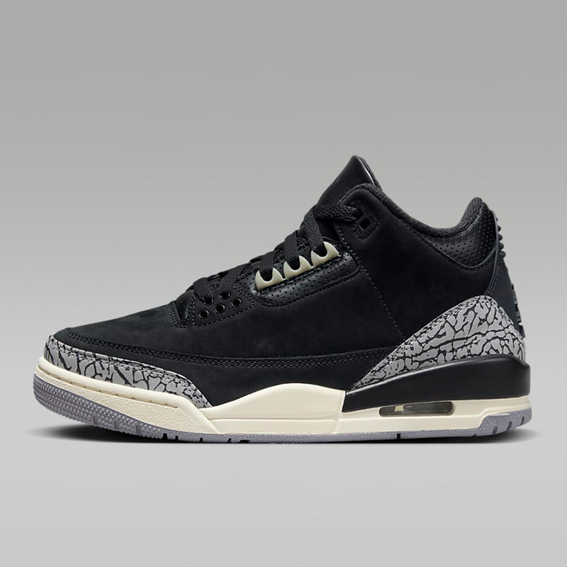 耐克男女鞋Air Jordan 3 AJ3黑色爆裂纹中帮复古篮球鞋CK9246-001