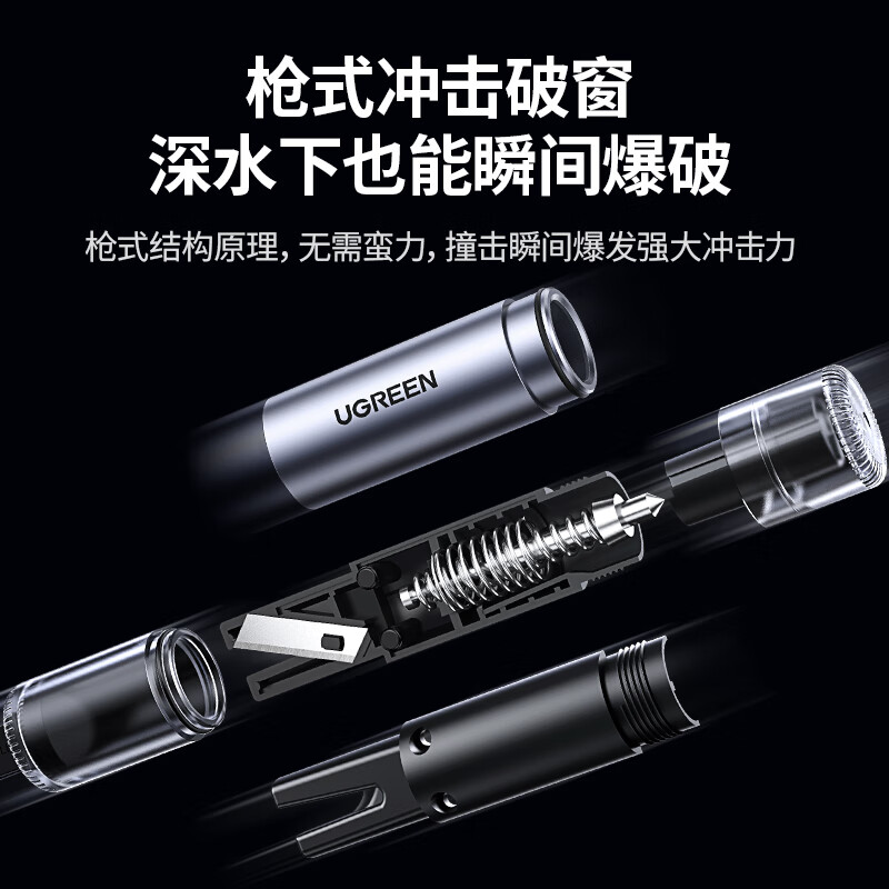 绿联车载安全锤含割刀+破窗针+底座 星云灰 LP821/35347 5个起订 (货期3-6天)