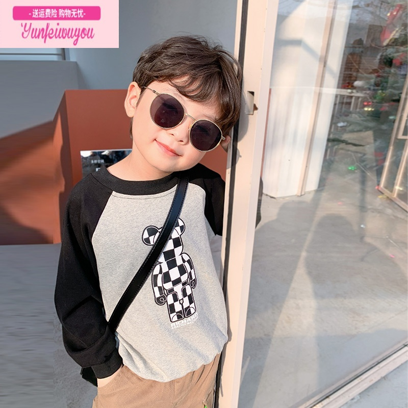 七斓男童卫衣春秋款长袖t恤秋季上衣童装洋气儿童圆领秋装小孩韩版潮
