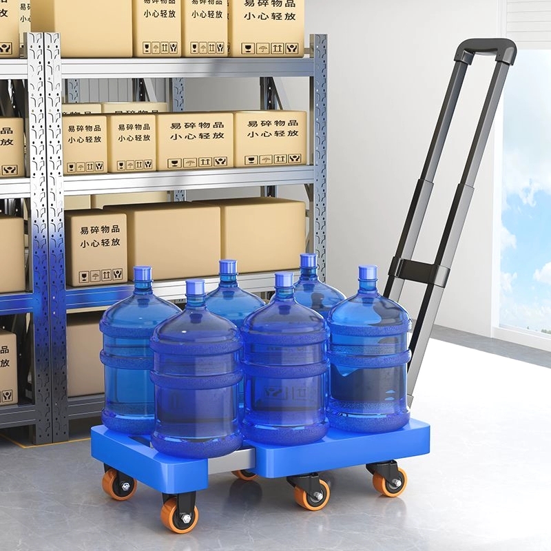 鑫金虎 伸缩小推车拉货搬运手推车家用折叠平板车 橙轮 颜色留言备注高清大图