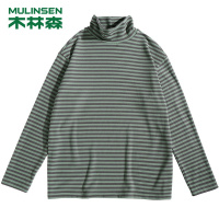 [直营]木林森(MULINSEN)男装 秋冬新款柔软亲肤长袖T恤男高领条纹百搭卫衣打底衫户外休闲衣
