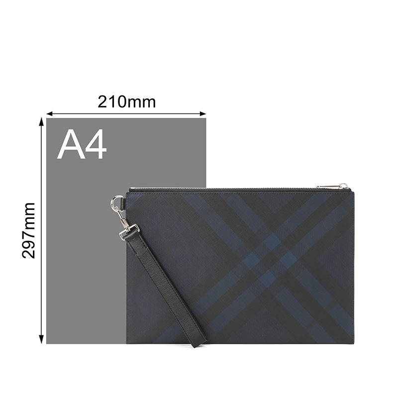 预订 BURBERRY 博柏利 London 格纹拼皮革拉链收纳袋 手拿包8022942