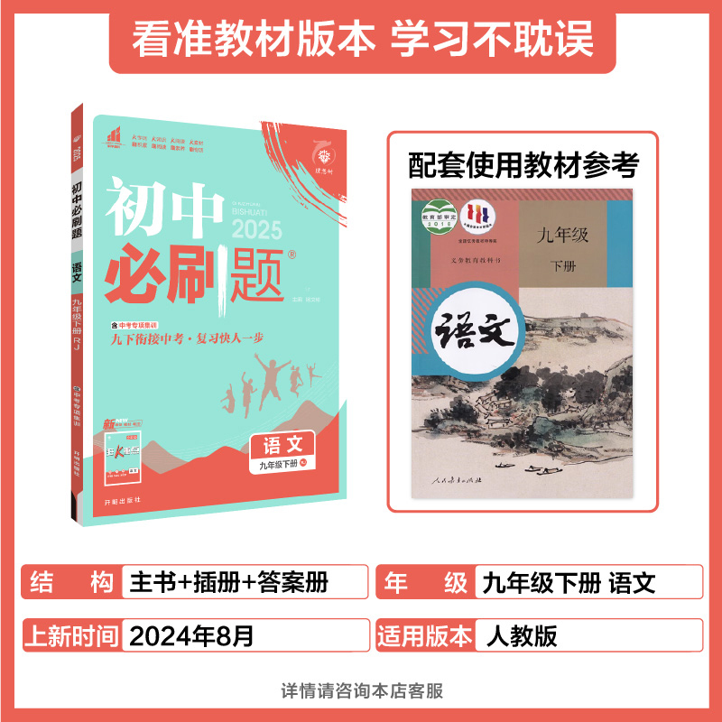语文 九年级下 [正版]理想树2025版初中必刷题九年级下册语文初三必刷题同步练习中考复习资料模拟题辅导书同步练习题