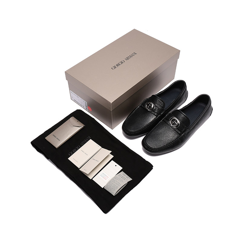 阿玛尼giorgioarmani男士鹿皮革一脚蹬平底鞋单鞋皮鞋乐福鞋x2b123xf