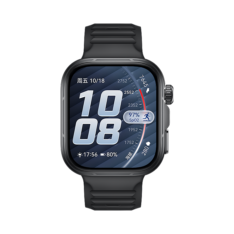 HUAWEI WATCH FIT 5 Pro NKI-B29 雅丹黑 黑色铝合金表壳 黑色氟橡胶表带高清大图