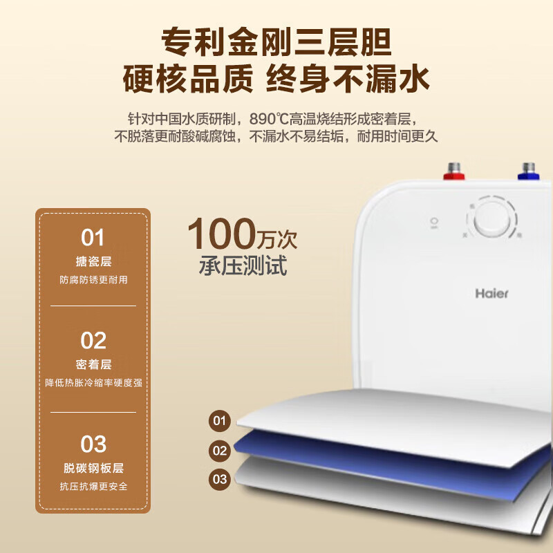 [新品]海尔(Haier)小厨宝15升家用洗菜洗碗浴室洗漱神器上出水2500W速热厨房小型电热水器