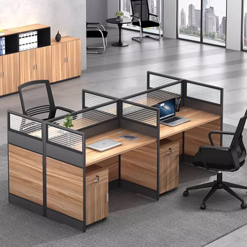 中豫鑫泽 ZYXZ5031830 屏风办公桌职员工位卡座 对坐四人位含柜高清大图