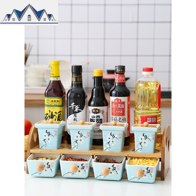 创意陶瓷调料盒套装厨房用品用具调料罐佐料盒盐罐收纳盒家用套装 三维工匠