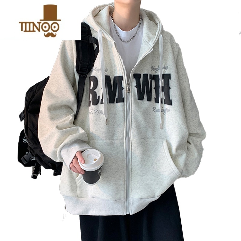 YANXU上新连帽开衫卫衣男士美式复古情侣装hiphop潮牌夹克外套上衣服高清大图