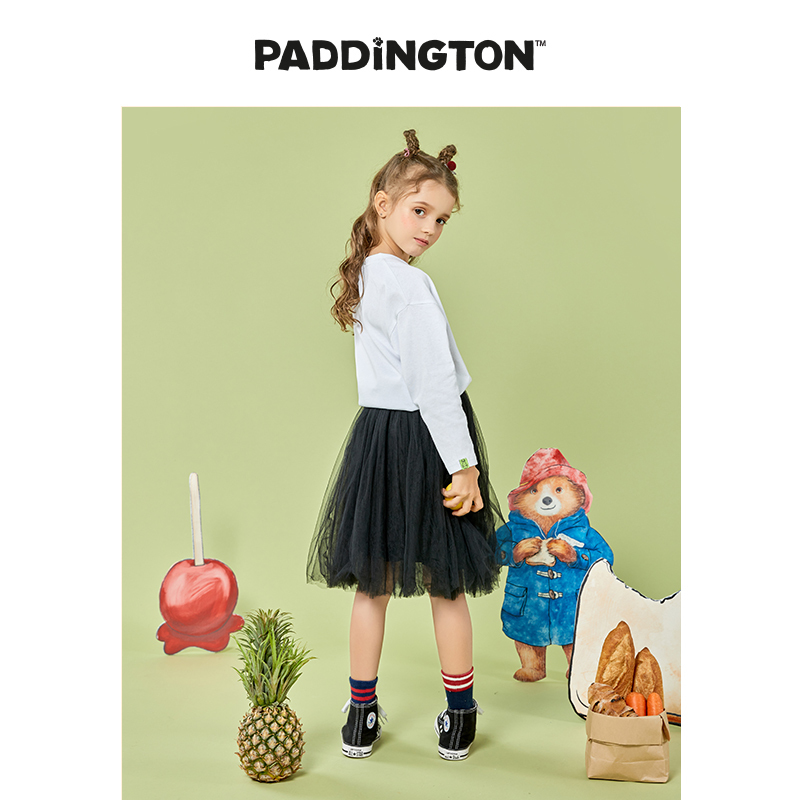 Paddington Bear帕丁顿熊女童T恤春季儿童内搭外穿字母T恤