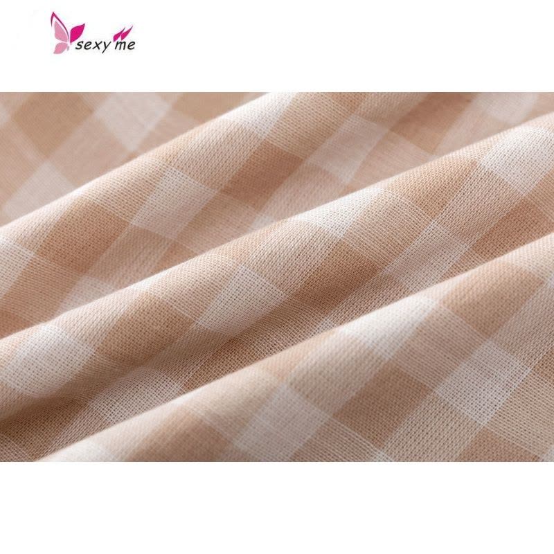 新款棉双层纱布家居服 睡衣+睡裤 小格子 V9[定所居无] FISH BASKET图片