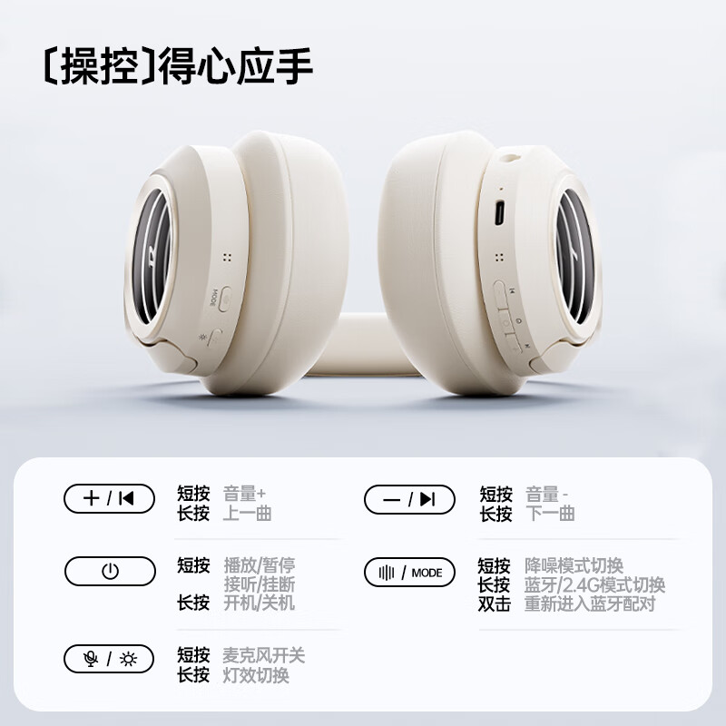 漫步者花再Halo Space 头戴式无线蓝牙耳机 主动降噪 2.4G有线蓝牙三模 游戏桌搭高清大图