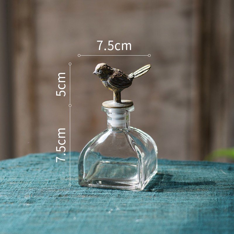 美帮汇复古怀旧铁艺玻璃装饰器皿收纳瓶花瓶瓶杂货花园摆件 驻鸟瓶