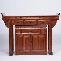 佛具用品佛龛供桌条案佛台供台简易中式实木四脚供桌拉柜巧头神台_2_43 浅胡桃色176带拉柜