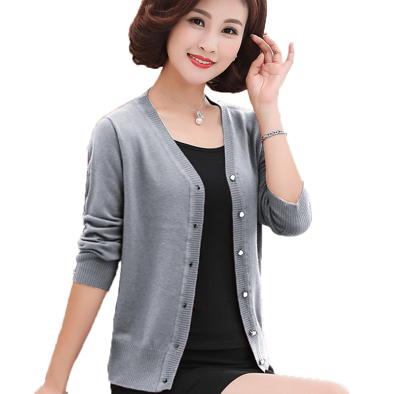 suntek中老年女装春秋针织衫开衫妈妈外套长袖上衣薄款中年人女外搭