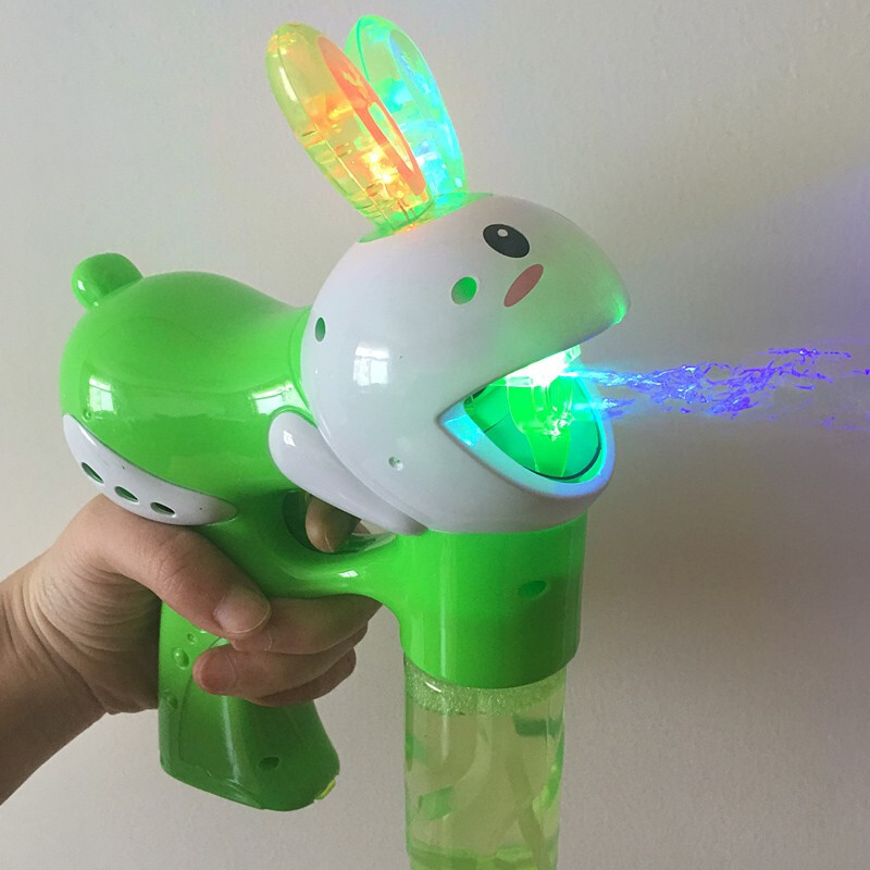 儿童泡泡机玩具泡泡电动吹泡泡机带音乐灯光萌兔泡泡枪颜色随机黄绿