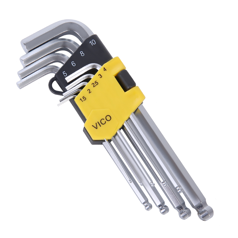 威克(vico)WK6019 9件套内六角扳手套装加长型球头内六角螺丝刀1.5mm-10mm