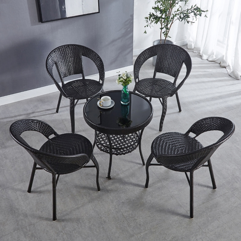 迪玛森阳台茶桌椅组合休闲小茶几户外桌椅庭院藤椅三件套防晒室外藤