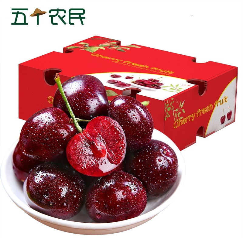[五个农民]智利进口原箱santina桑提娜JJ级车厘子2500g红宝石樱桃新鲜水果顺丰空运