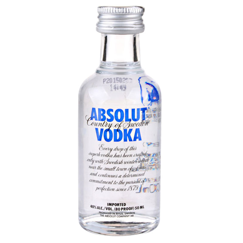 绝对伏特加(Absolut Vodka)洋酒 原味伏特加酒 小酒伴 50ml
