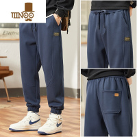 YANXU休闲裤男款秋季2023年新款宽松运动裤子男士秋天束脚九分针织卫裤 L115-135斤 宝蓝色
